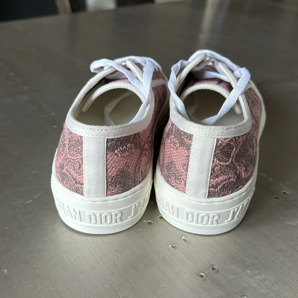 Christian Dior toile chateau rose pink white sneaker walk’n’Dior flats sz 37